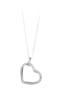 10k White Gold Swarovski Zirconia heart pendant with adjustable 18