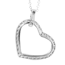 Load image into Gallery viewer, 10k White Gold Swarovski Zirconia heart pendant with adjustable 18&quot; Rolo chain