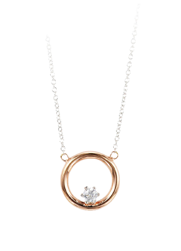 10k Swarovski Zirconia rose gold pendant with single stone adjustable 18