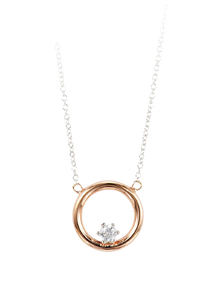10k Swarovski Zirconia rose gold pendant with single stone adjustable 18