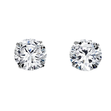 Load image into Gallery viewer, 14k 7mm Swarovski Zirconia Stud Earrings with Butterfly and post