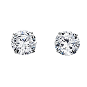 14k 7mm Swarovski Zirconia Stud Earrings with Butterfly and post