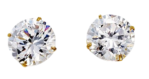 14k 8mm Swarovski zirconia Stud Earrings with Butterfly and post