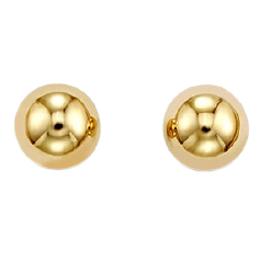 14k 6mm Ball Stud Earrings with Butterfly and post