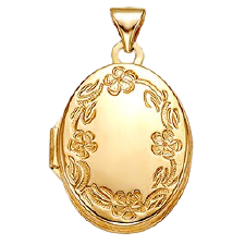 10k Oval Locket with Floral Engraving