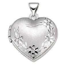 10k Heart Locket with Diamond Cuts 18mm