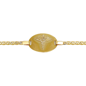 10k Yellow Gold Medical Alert with Gucci Link Bracelet 7.5"