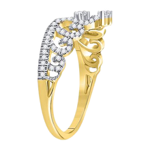 Load image into Gallery viewer, 10k Yellow Gold Round Diamond Heart Crown Fashion Ring 0.25ct