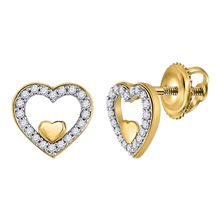 Load image into Gallery viewer, 0.12ct Screw back double heart Earrings
