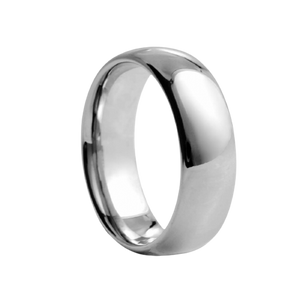 8mm wide Rounded Polished White Tungsten Comfort Fit Carbide Band