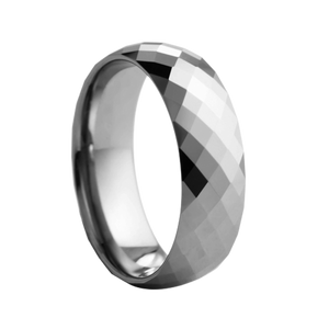 8mm wide Crystal Cut White Tungsten Comfort Fit Carbide Band