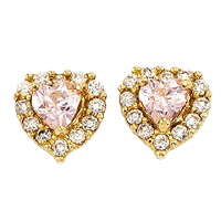Load image into Gallery viewer, 14k Heart Halo Colour Stone Stud Earrings with Screw Back