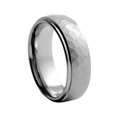 8mm wide Texture Finish White Tungsten Comfort Fit Carbide Band