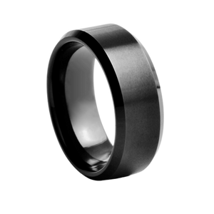 8 mm wide Bevel Edge Black Tungsten Comfort Fit Carbide Band