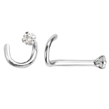 Load image into Gallery viewer, 14k Prong Set Swarovski Zirconia Nose Pin with curved back