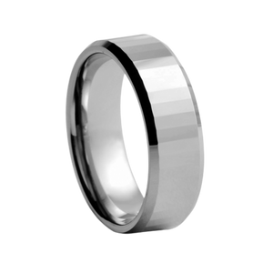 8mm wide White Tungsten Comfort Fit Carbide Band