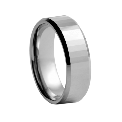 8mm wide White Tungsten Comfort Fit Carbide Band