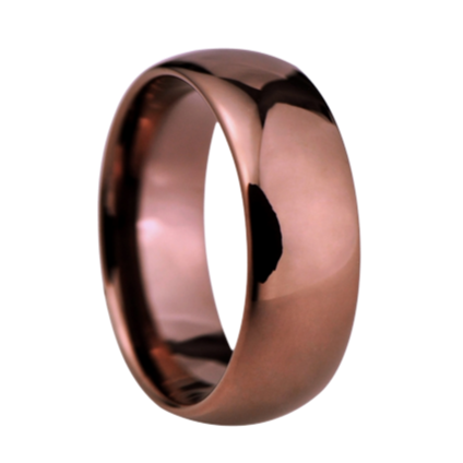 8mm wide High Polish Dome Pink Tungsten Comfort Fit Carbide Band