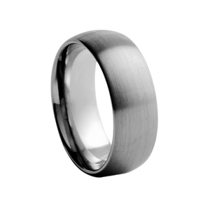 8mm wide Dome Satin Finish White Tungsten Comfort Fit Carbide Band