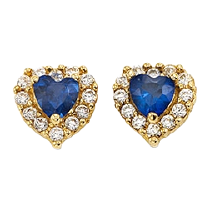 14k Heart Halo Colour Stone Stud Earrings with Screw Back