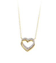 Load image into Gallery viewer, 10k 2 tone Heart pendant with adjustable 18&quot; Rolo chain