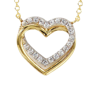 10k 2 tone Heart pendant with adjustable 18