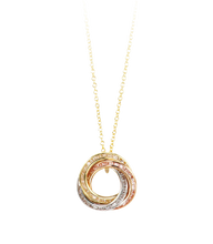Load image into Gallery viewer, 10k tri colour pendant with adjustable 18&quot; Rolo chain