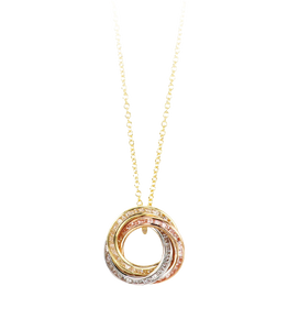 10k tri colour pendant with adjustable 18" Rolo chain