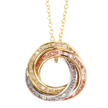 Load image into Gallery viewer, 10k tri colour pendant with adjustable 18&quot; Rolo chain