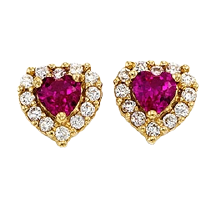 Load image into Gallery viewer, 14k Heart Halo Colour Stone Stud Earrings with Screw Back