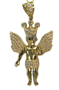 10k Classy 2 tone Angel with crown and cubic zirconia